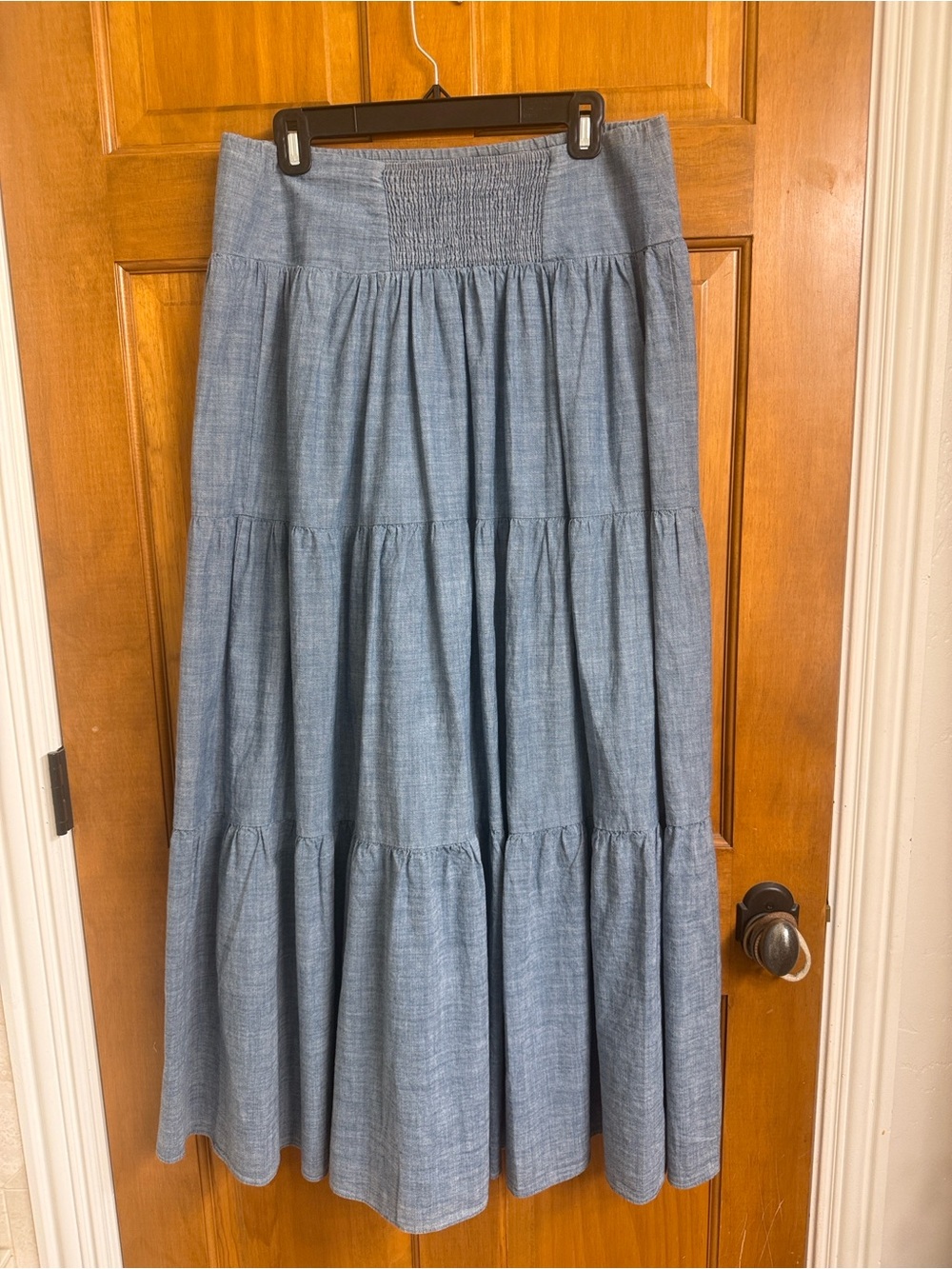 J. McLaughlin Blue Chambray Tiered Maxi Skirt- Like new - Picture 2 of 6